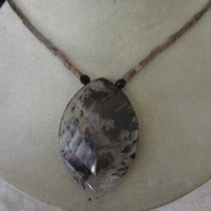 Rutilated Quartz Pendant Liquid Silver Necklace